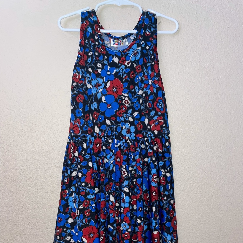 Dot Dot Smile Size 7 Tank Dress Patriotic Red White Blue Floral 4th of July USA